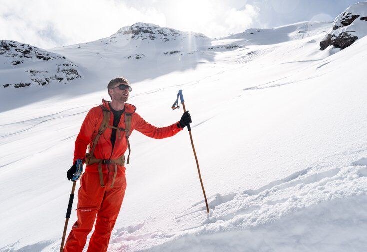 Man Chilling Wearing Ski Gloves