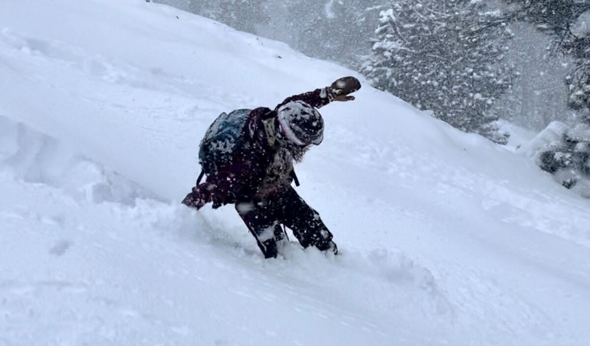 Women Riding in Deep Snow