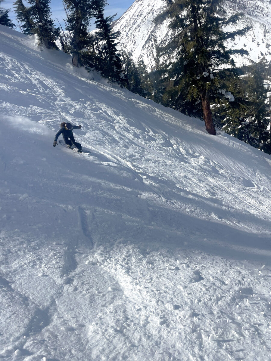 Women Snowboarding in Tahoe