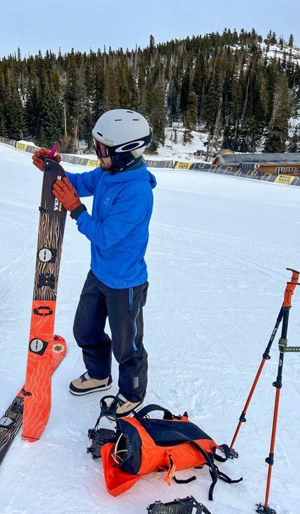 Man Wearing a Helmet for Splitboarding