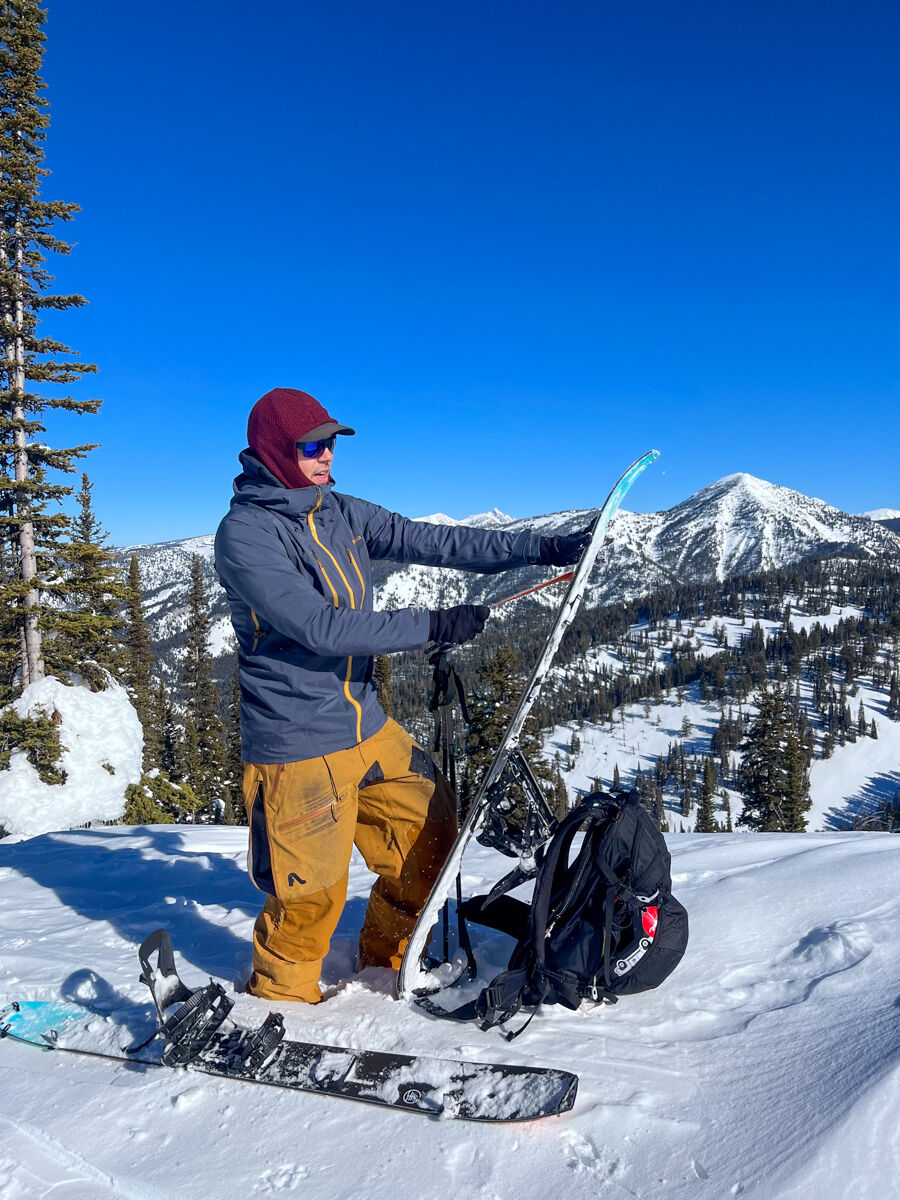 Man Putting on Skins