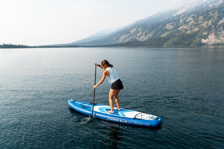 Women Paddle Boarding Open Water