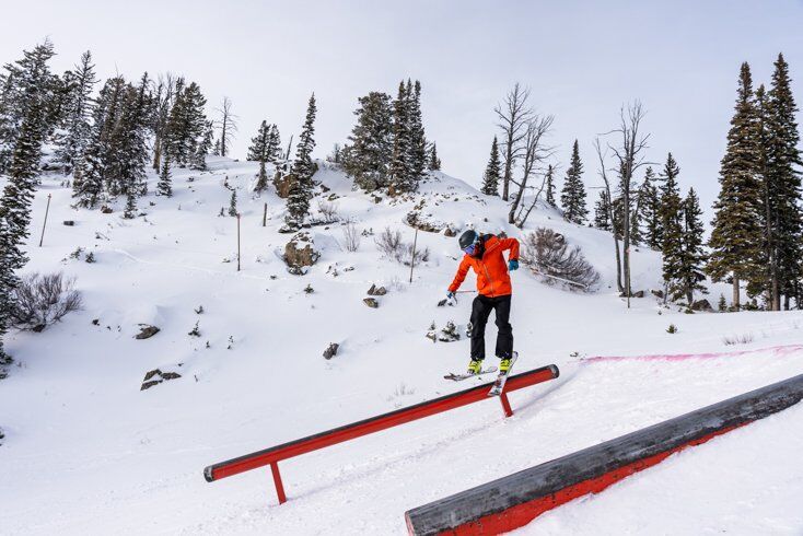 Skier Jibbing at Jackson Hole