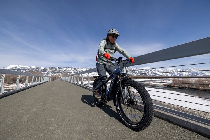 Man Riding E-Bike in Jackson WY