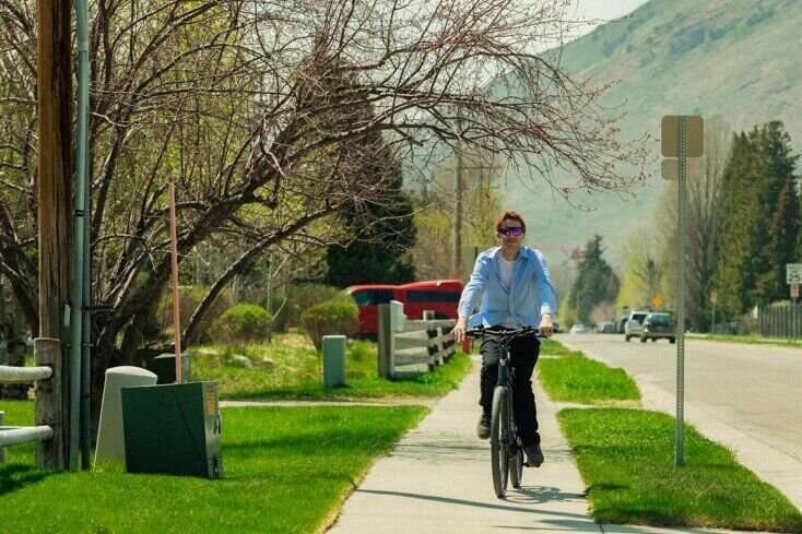 Man Riding Bikes in Jackson WY on Pathways
