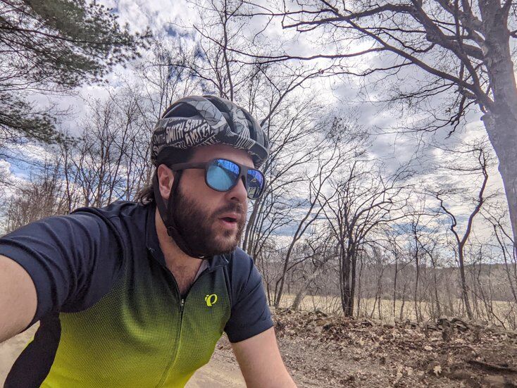 Man Riding Bike with GoPro Sunglasses
