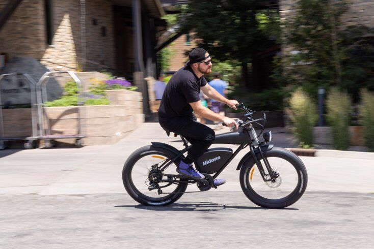 Man Riding E-Bike Fast