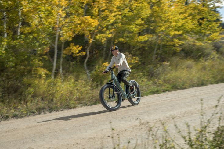 Man Riding Fast on E-Bike