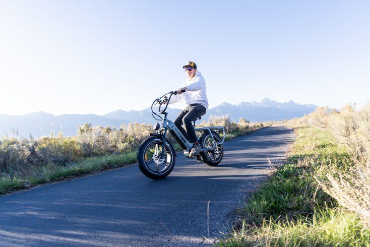 Mike Hardaker Riding Rattan Quercus E-Bike in Jackson WY