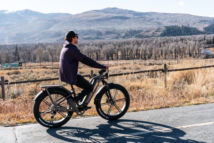 Man Riding E-Bike without Passenger