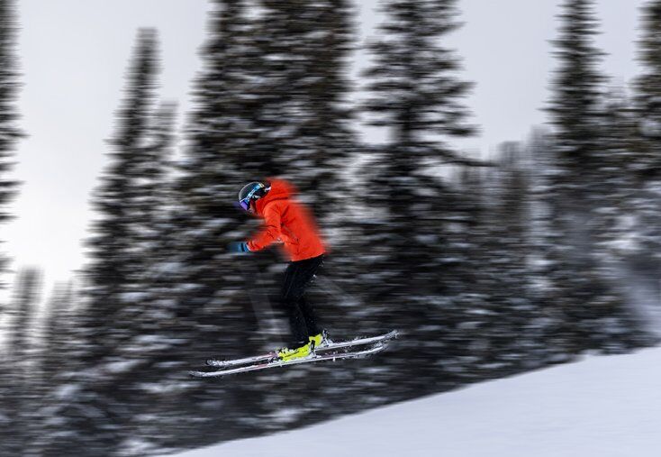 Man Flying in the Air While Skiing