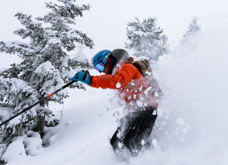 Man Skiing Deep Powder