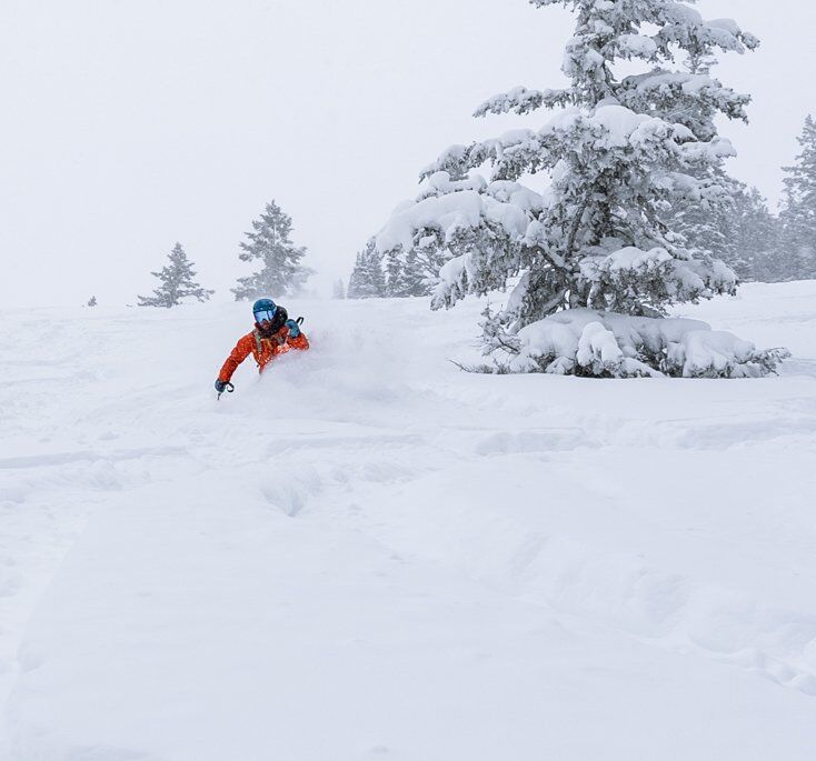 Man Skiing Deep Powder
