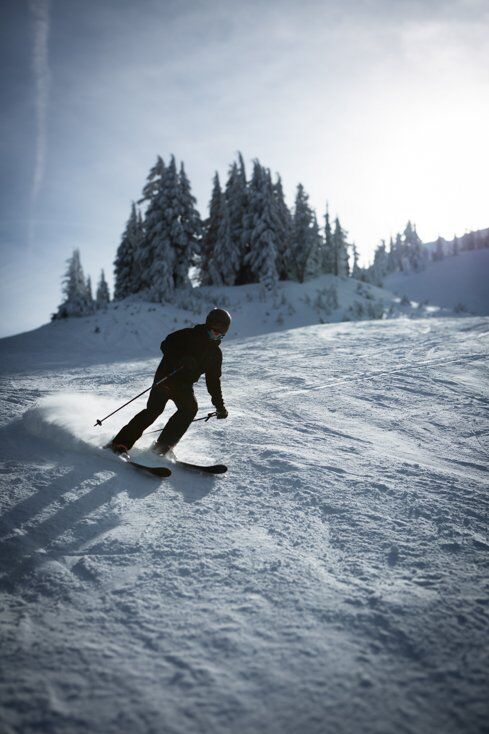 Women Skiing on Groomers