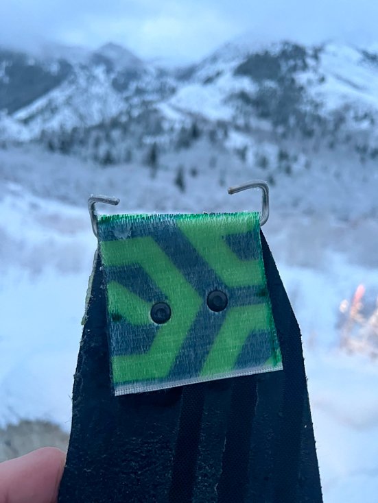 Tip clip and rivets after final assembly on the Big Sky Mountain Products Rambler Skins