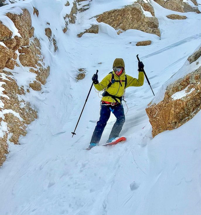 Man Skiing Committed Lines