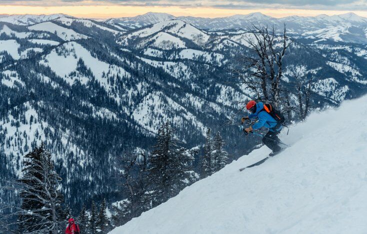 Man Skiing in Gordini Ski Gloves