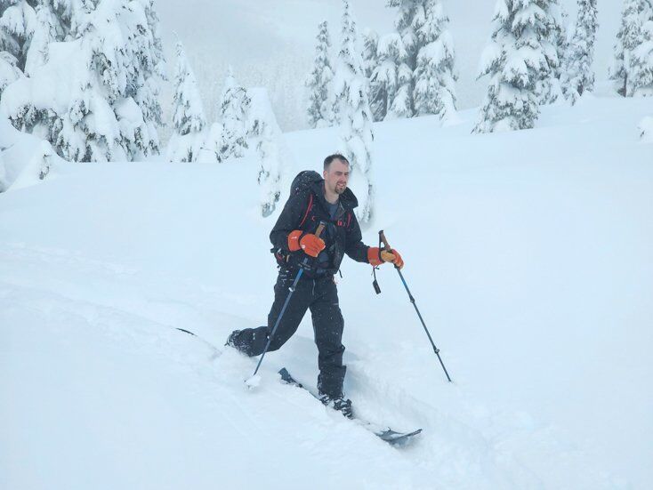 Man Wearing Gordini Windward Gloves Splitboard Touring