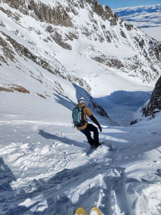 Snowboarding While Wearing Ortovox Backpack