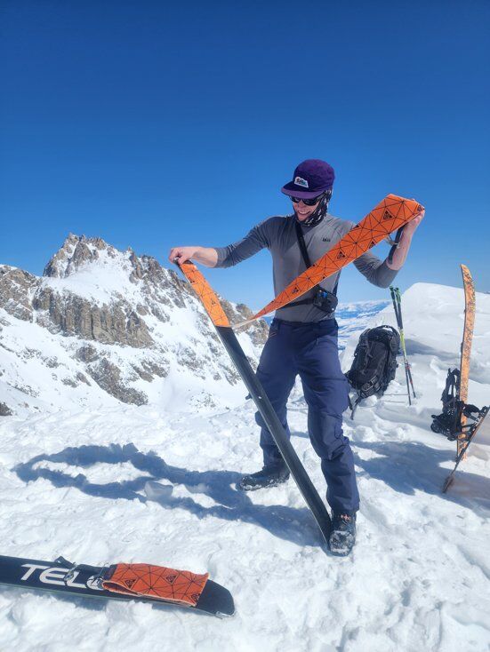Man Using Skins Splitboarding