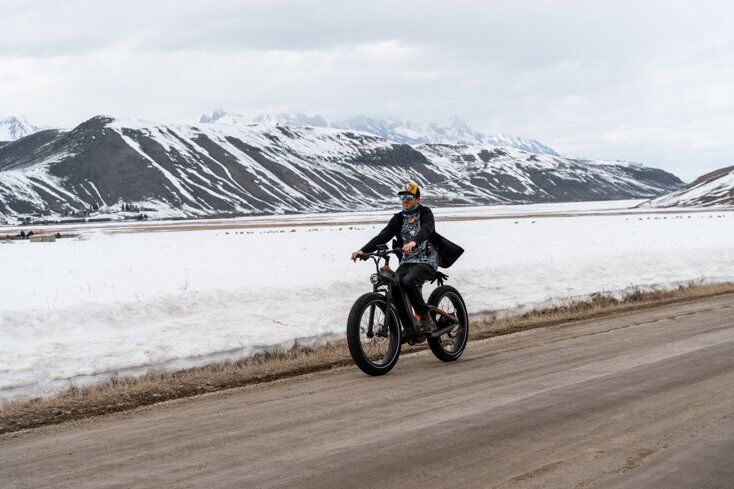 Man Riding E-Bike Fast