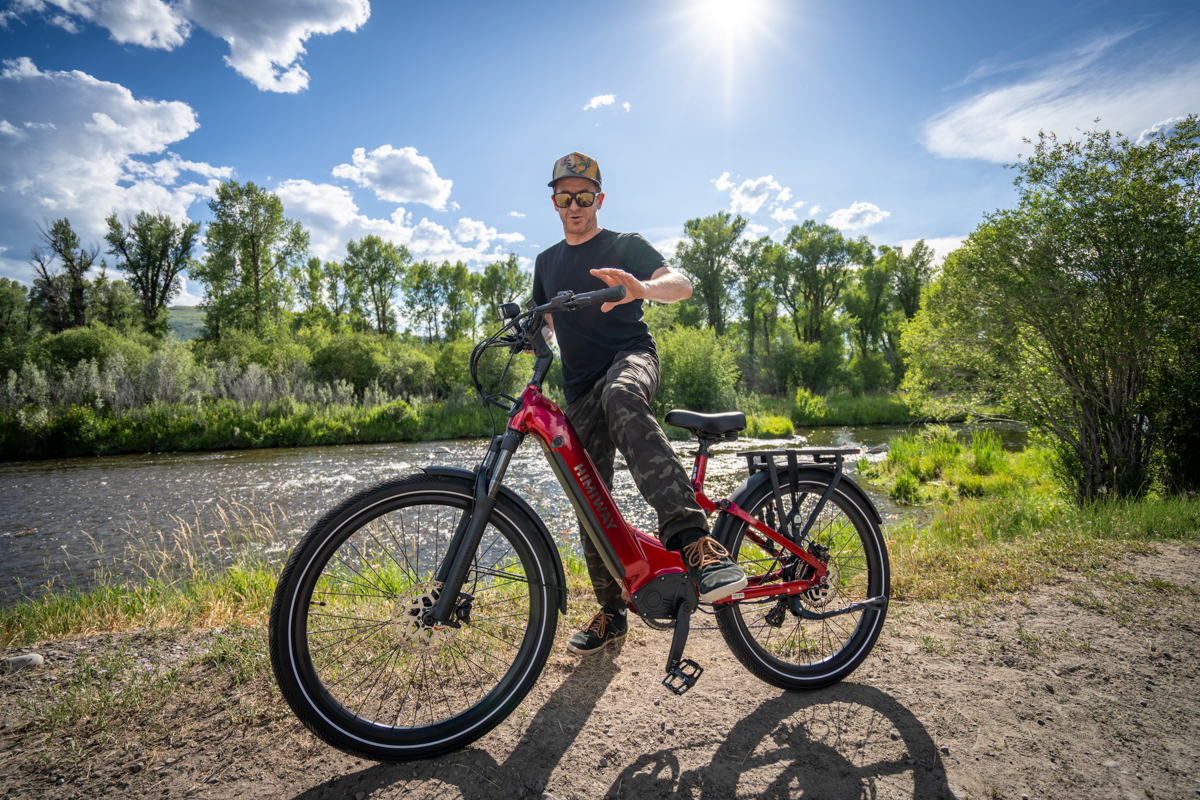 Man Getting on E-Bike