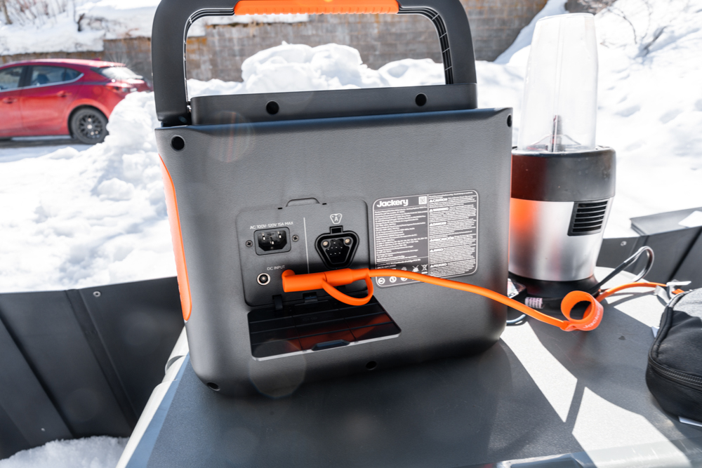 Jackery Solar Panel Plug on the Back of the Unit | Photo Connor Burkesmith Mountain Weekly News