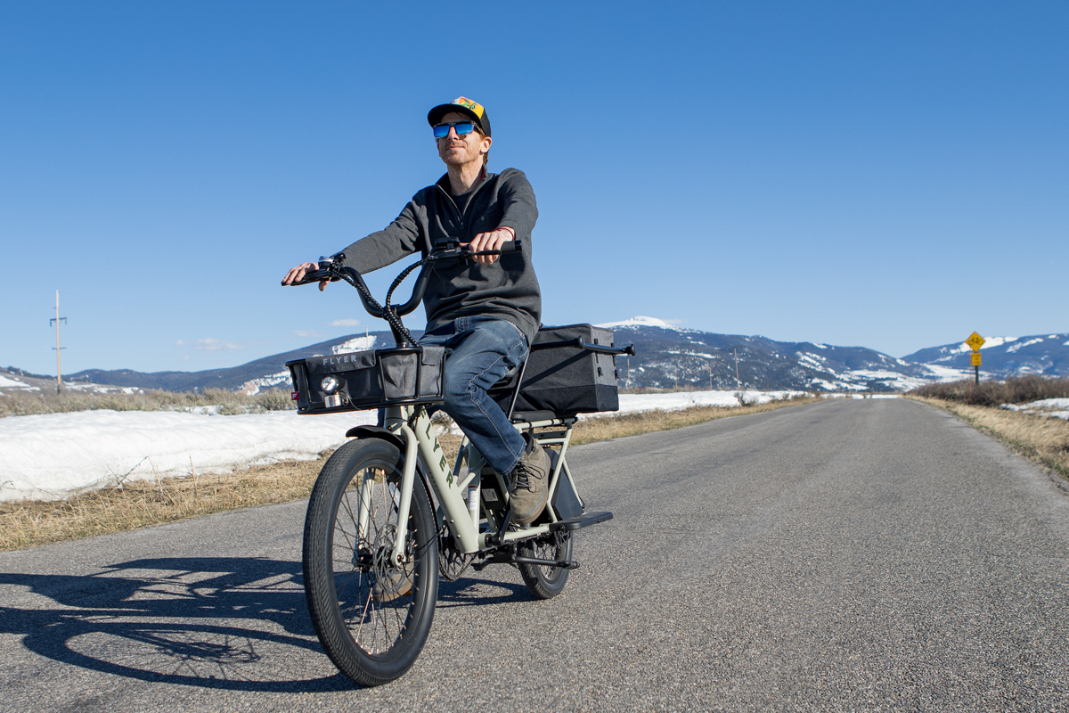 Man Riding Family Style E-Bike
