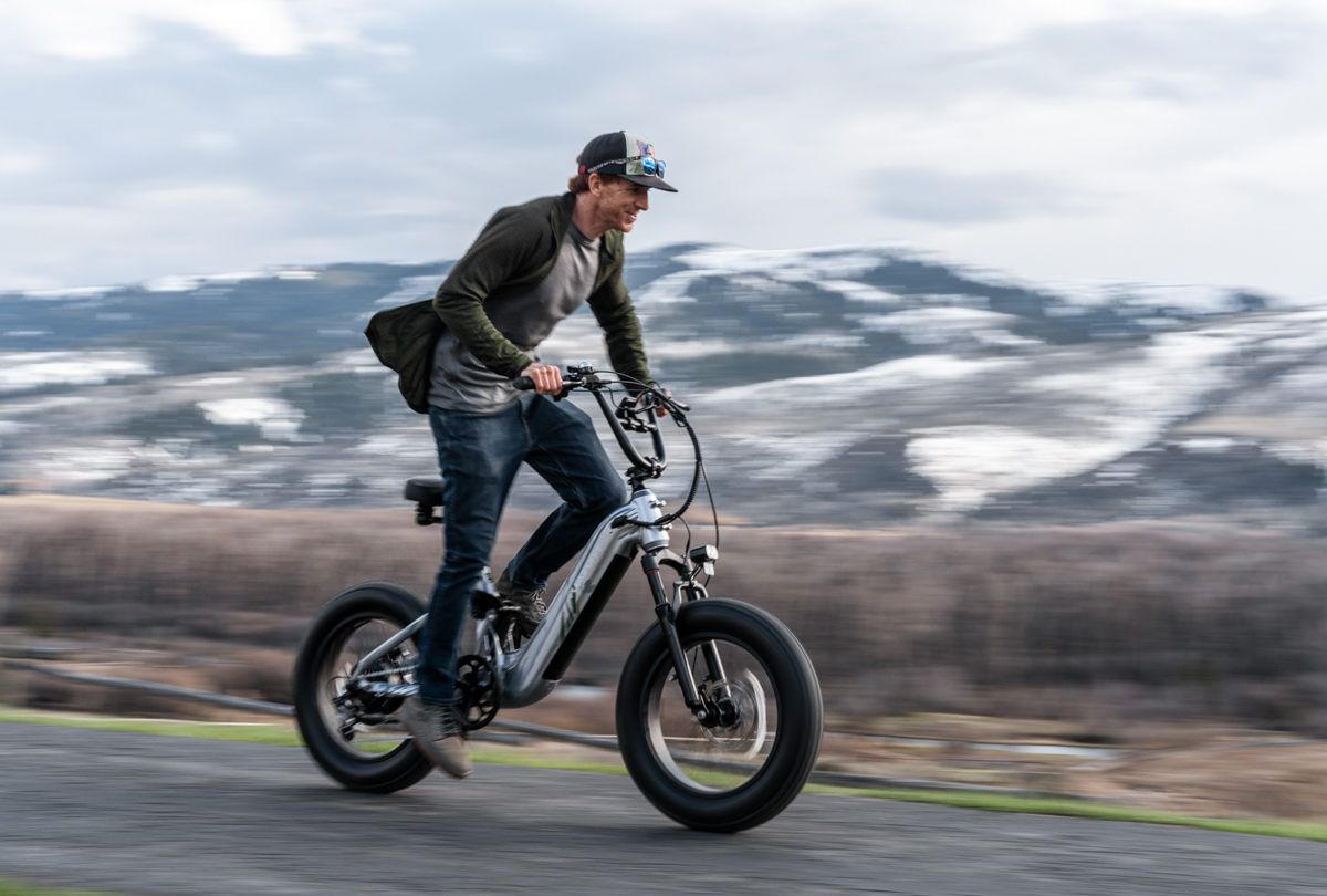 Man Riding E-Bike Lightning Fast