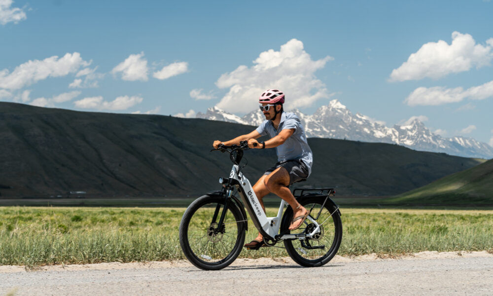 Luckeep X2 E-Bike Review Man Riding E-Bike in Jackson WY