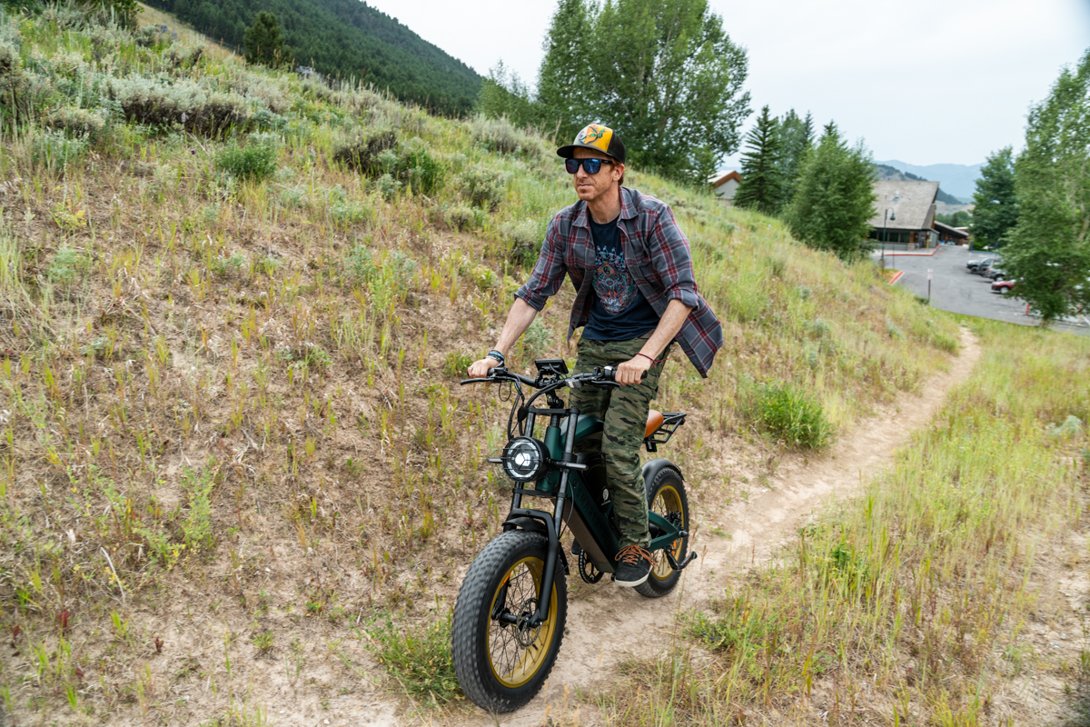 Mike Hardaker Testing E-Bikes in Jackson Hole