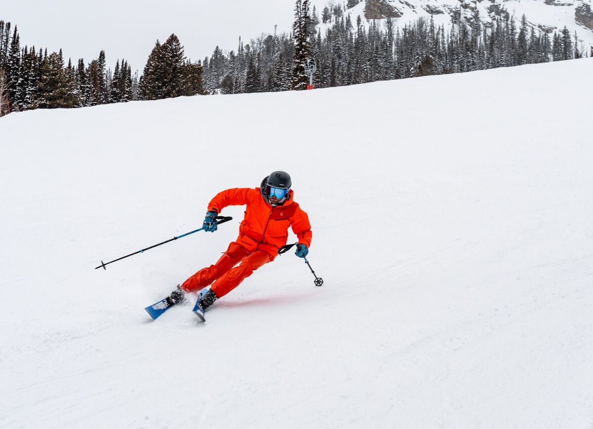 Man Skiing on Groomers