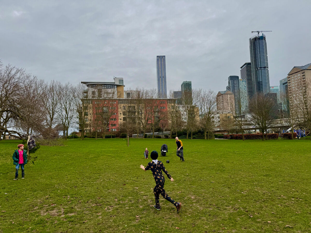 Boy Playing Soccer in London