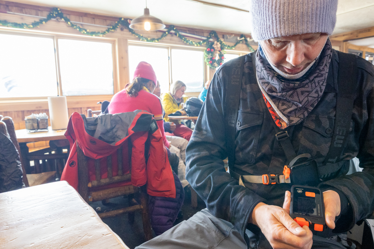 Man Wearing the New Mammut Avalanche Beacon