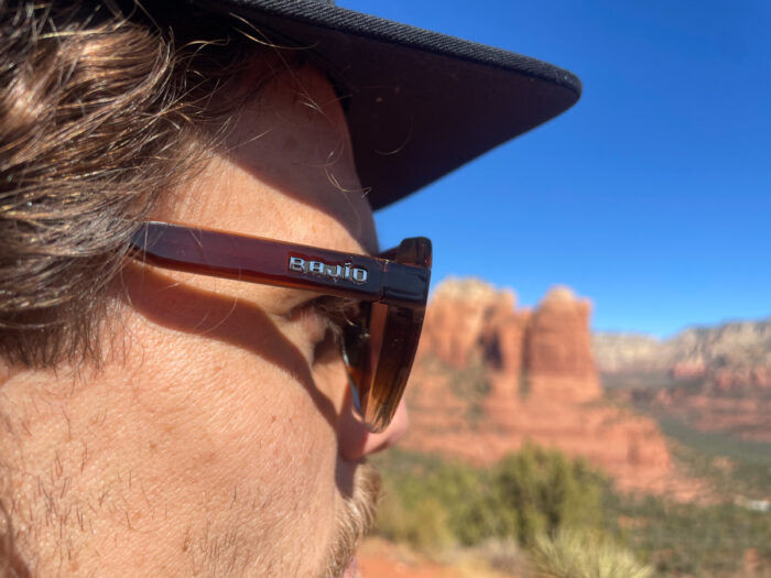 Bajío Annette Polarized Sunglasses – Black Gloss – Blue Mirror Glass – LAPIS Lens Tech, Wide Sun-Blocking Temples