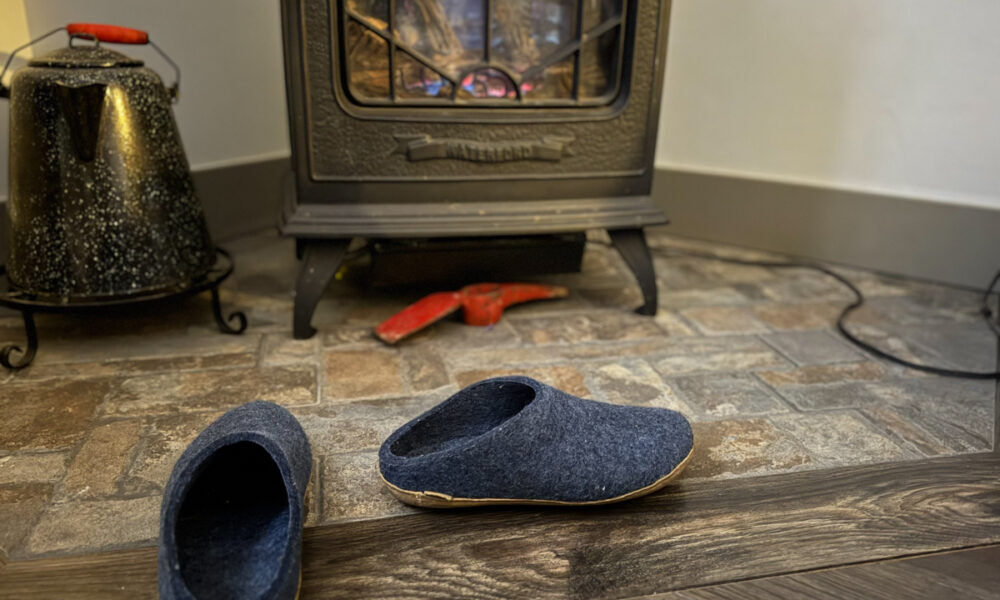 Glerups Slip On Leather Slippers with Wool
