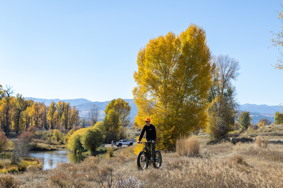 Mike Hardaker testing ebikes in the Tetons