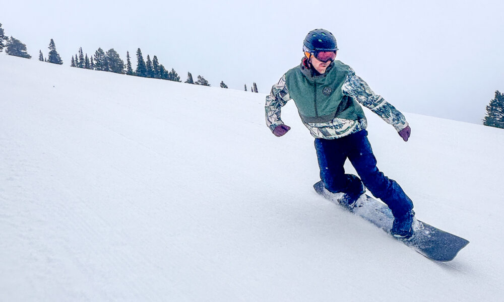 Man Snowboarding at Grand Targhee Resort