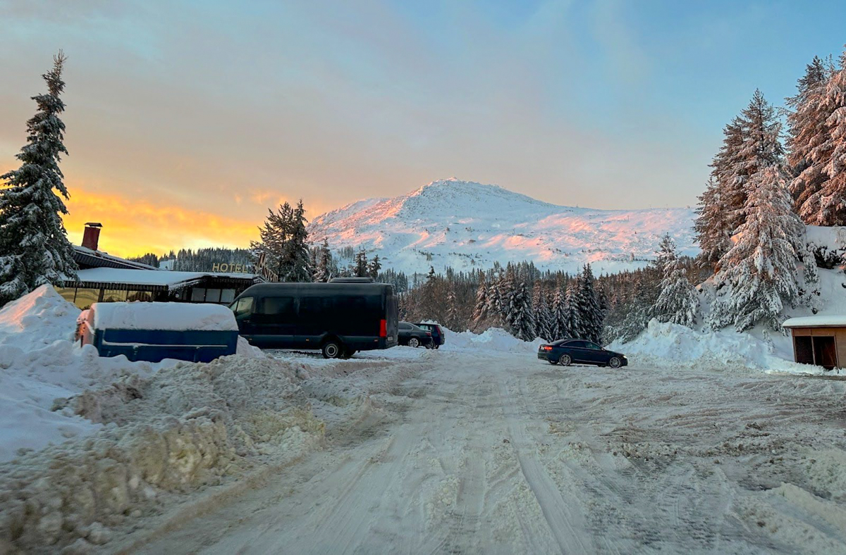 Vitosha Bulgaria Parking Lot with Snow