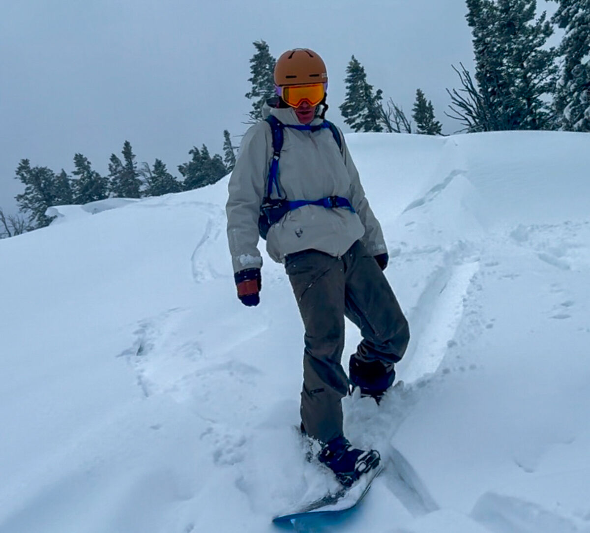 Man Snowboarding in Whitespace Lenses