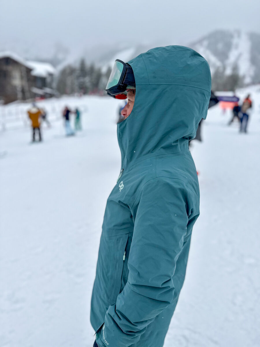 Women Wearing Ski Jacket in Light Blue