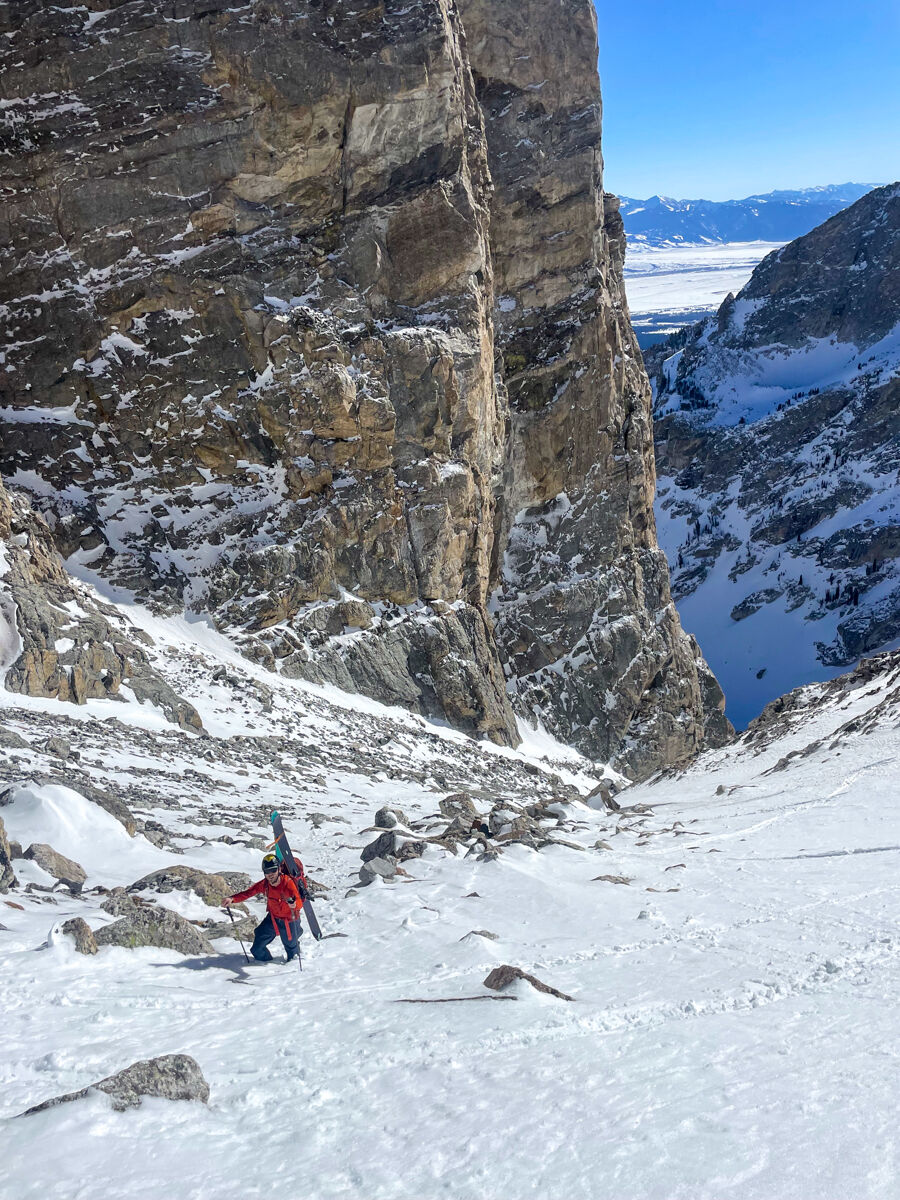 Man Hiking Big Ski Line