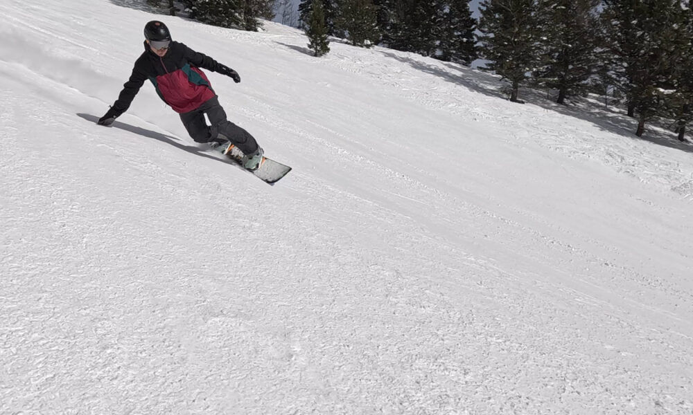 Man Snowboarding on Burton Step On Boot