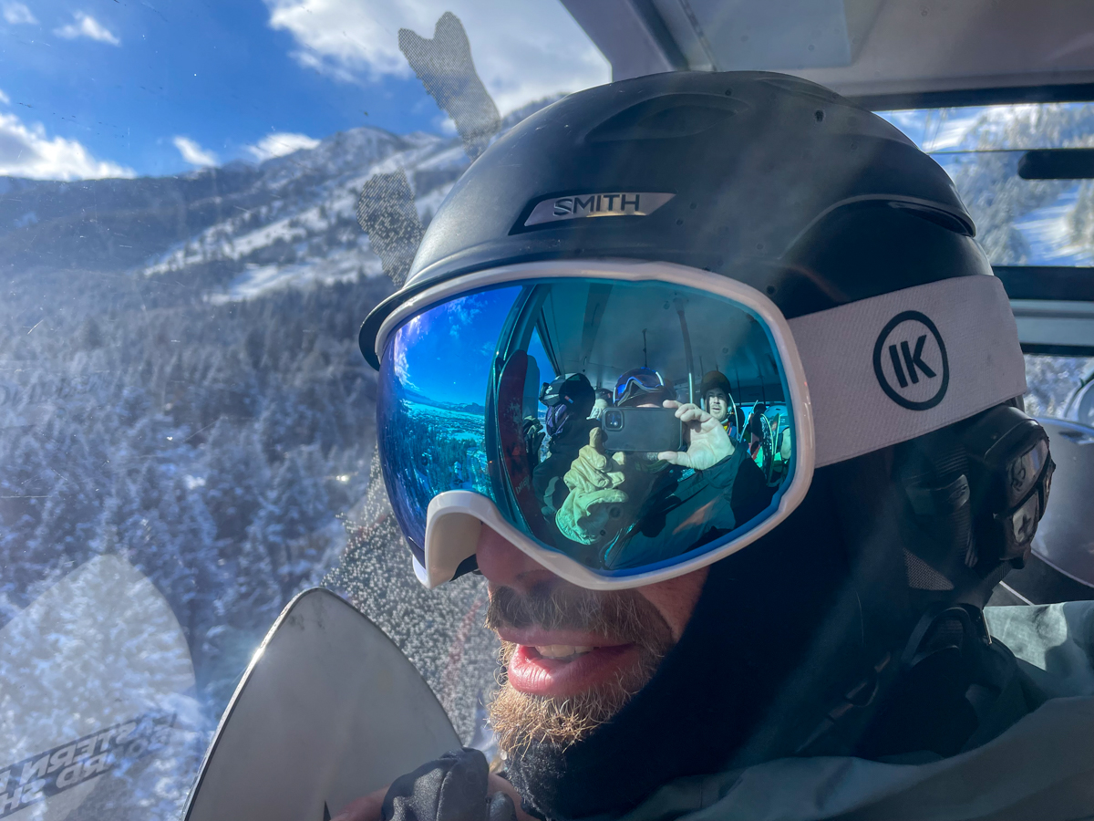 Man Wearing Helmet and Goggles