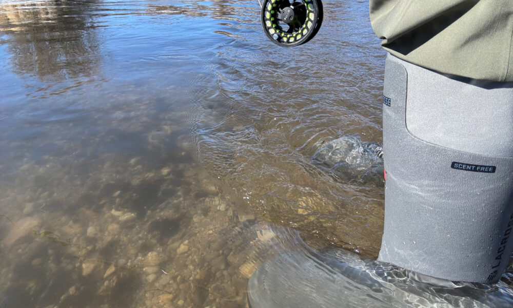 Lacrosse Alphaburly Pro Get Dirty Boots Review Man Wearing Boots in Water