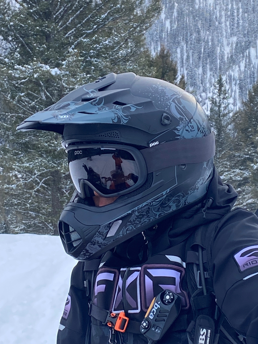 Women in Snowmoile Helmet
