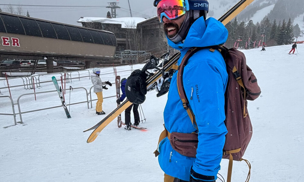 Man Wearing Blue SKi Jacket