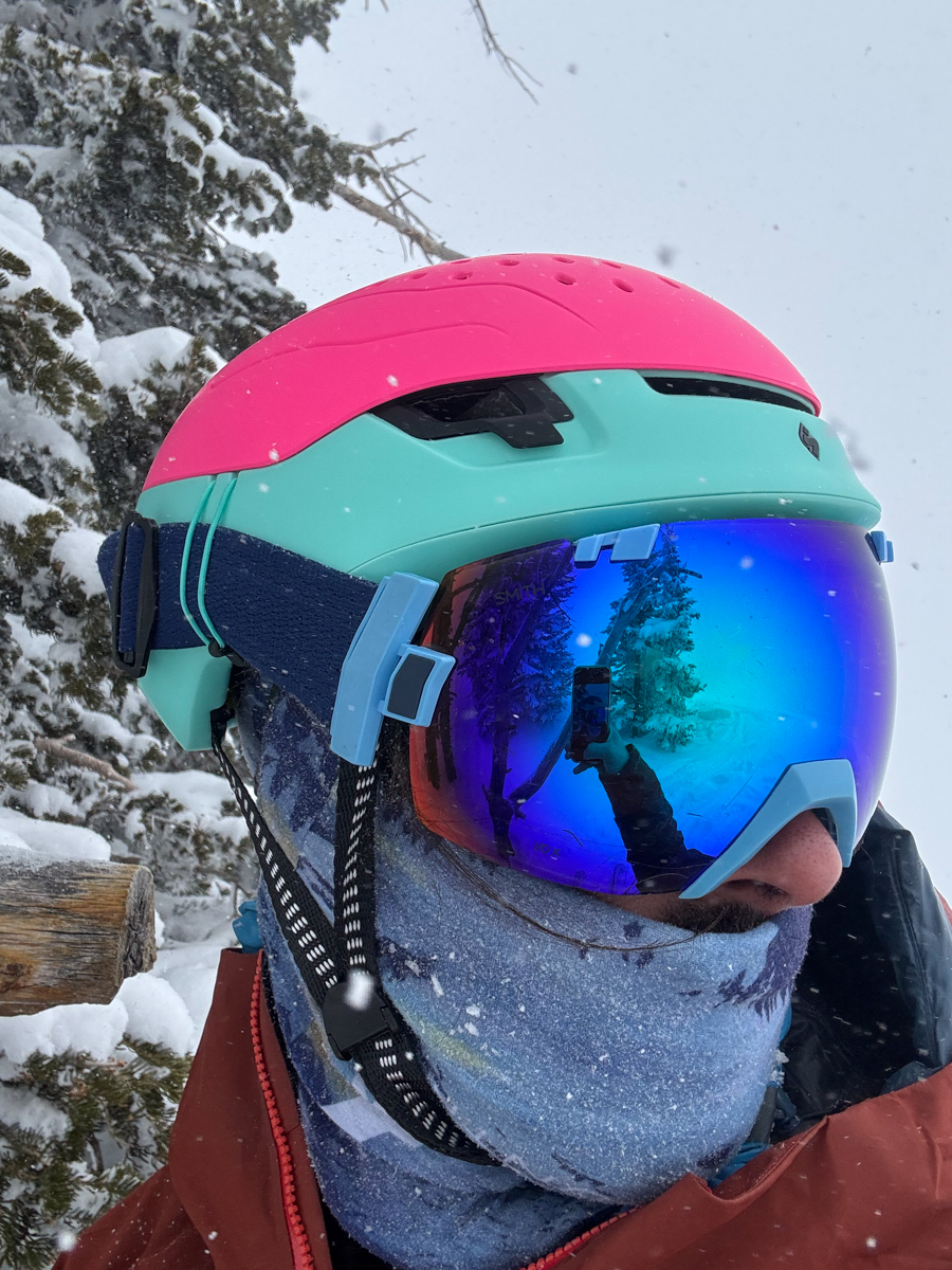 Man Wearing Ski Helmet