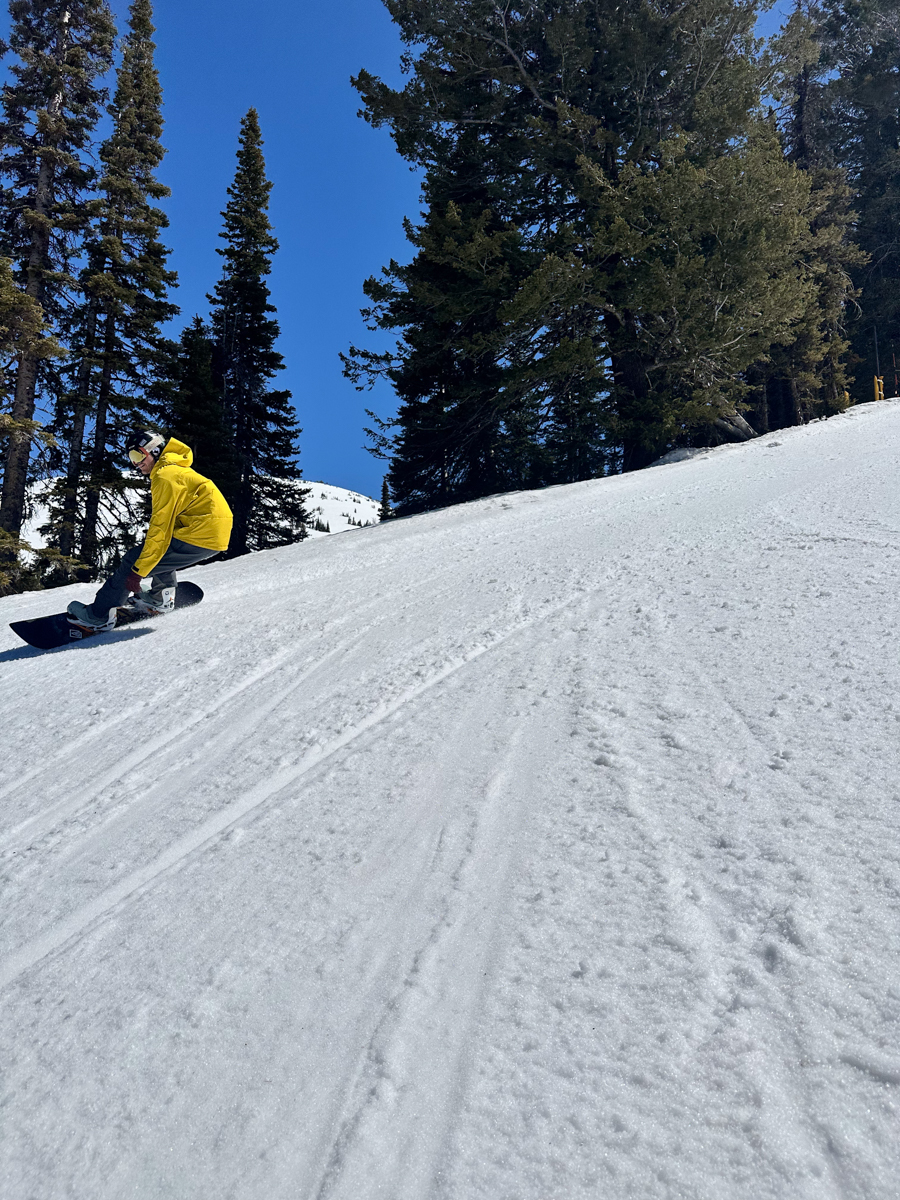 Man Ripping on Step In Snowboard Bindins