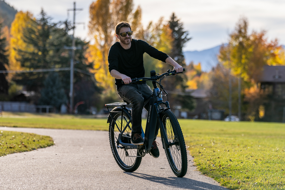 Man riding e-bike